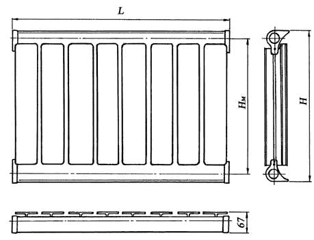 Размеры отопительного радиатора